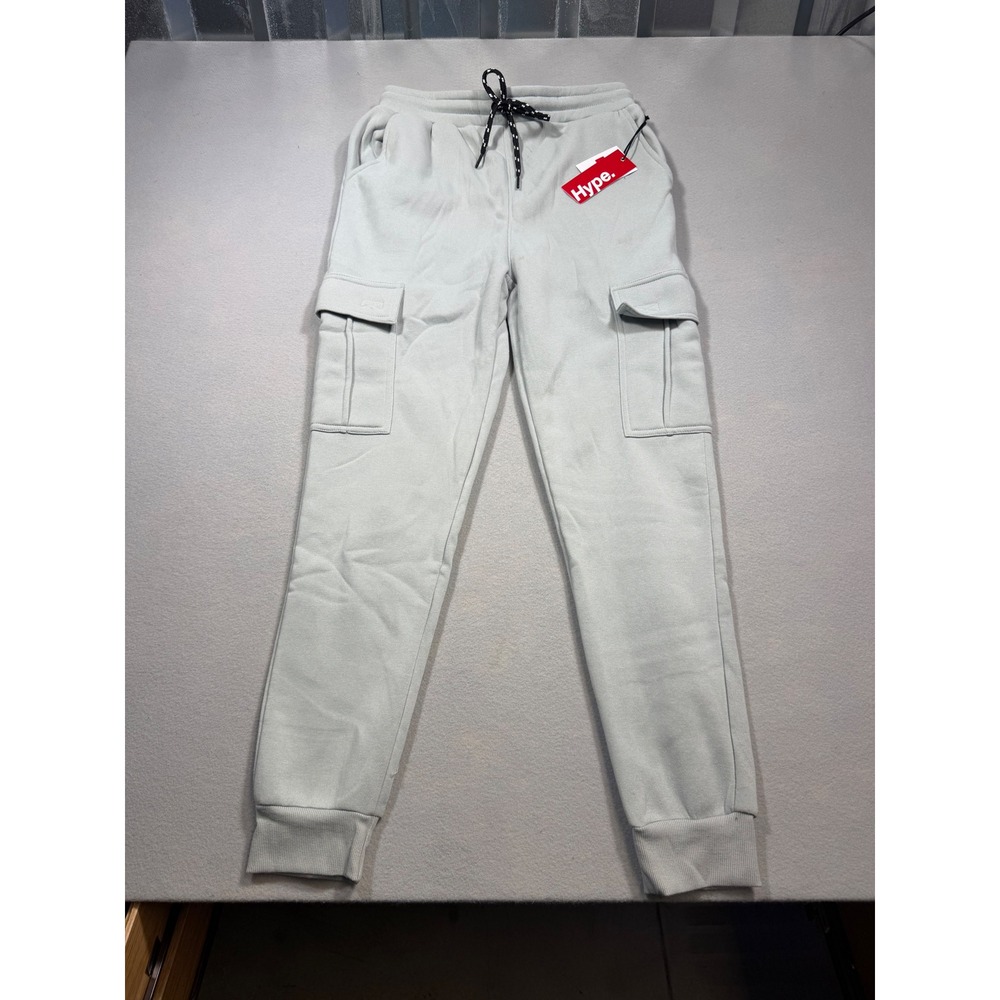 Hype Mens Cargo Jogger Pants Sage Green Fleece Lined Sweatpants Size Large NWT